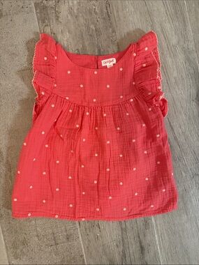 Cat & Jack Coral Pink Polka Dot Ruffle Tank Top